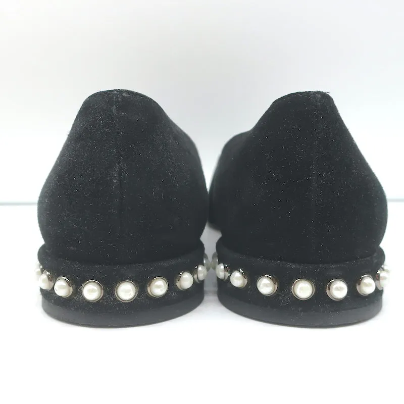 Stuart Weitzman Chicpearl Ballet Flats Black Suede Size 8