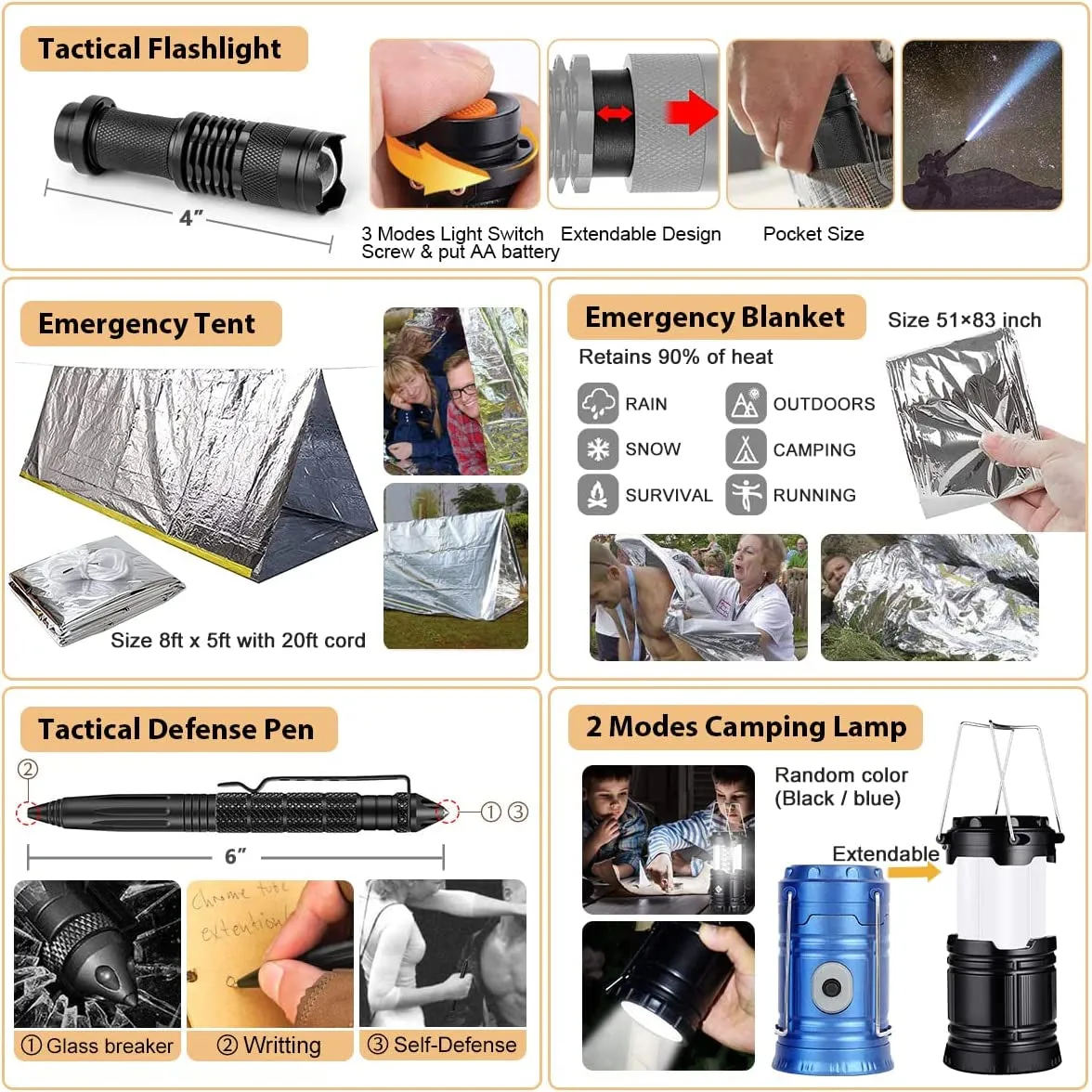 Survival Emergency Go Bag Set with Molle System Compatible for Earthquake & Outdoor Adventure 250Pcs