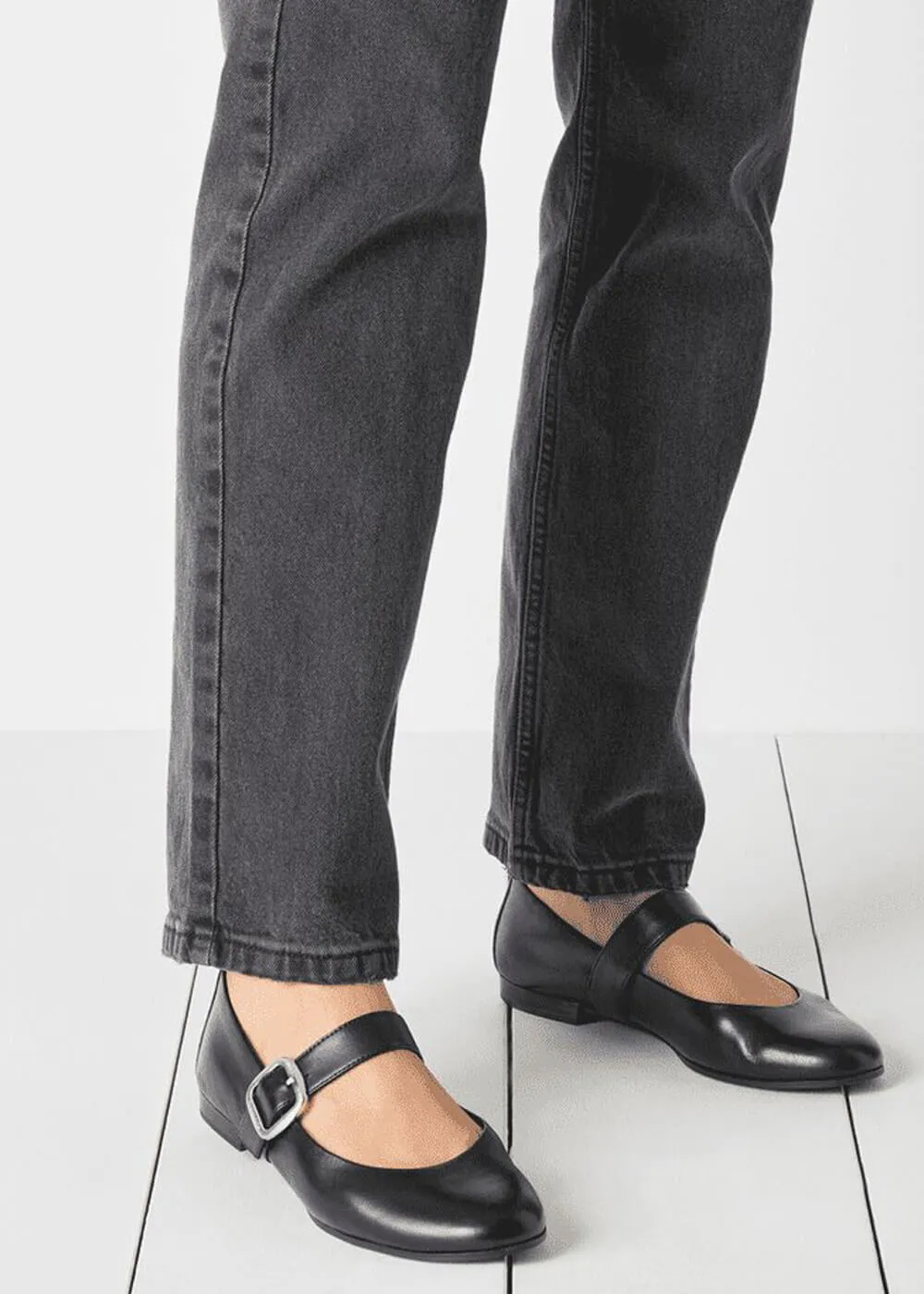 Tamaris Glinda Leren Ballerinas Black