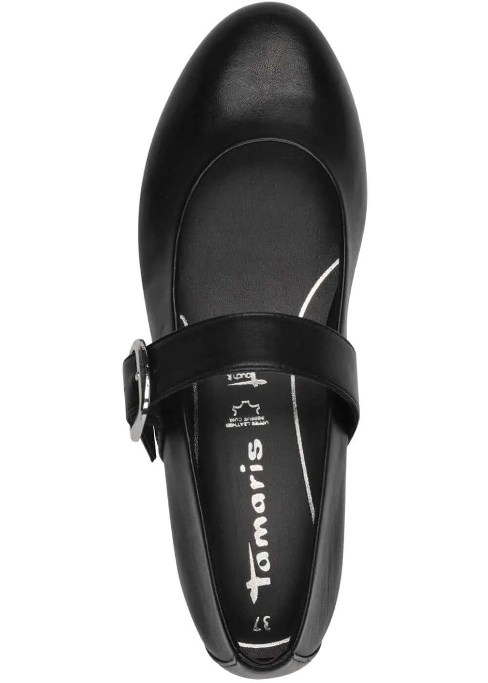Tamaris Glinda Leren Ballerinas Black