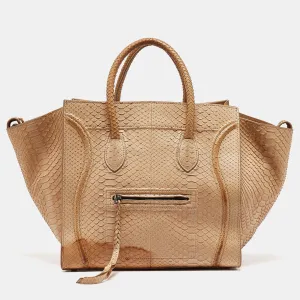 Tan Python Medium Luggage Phantom Tote