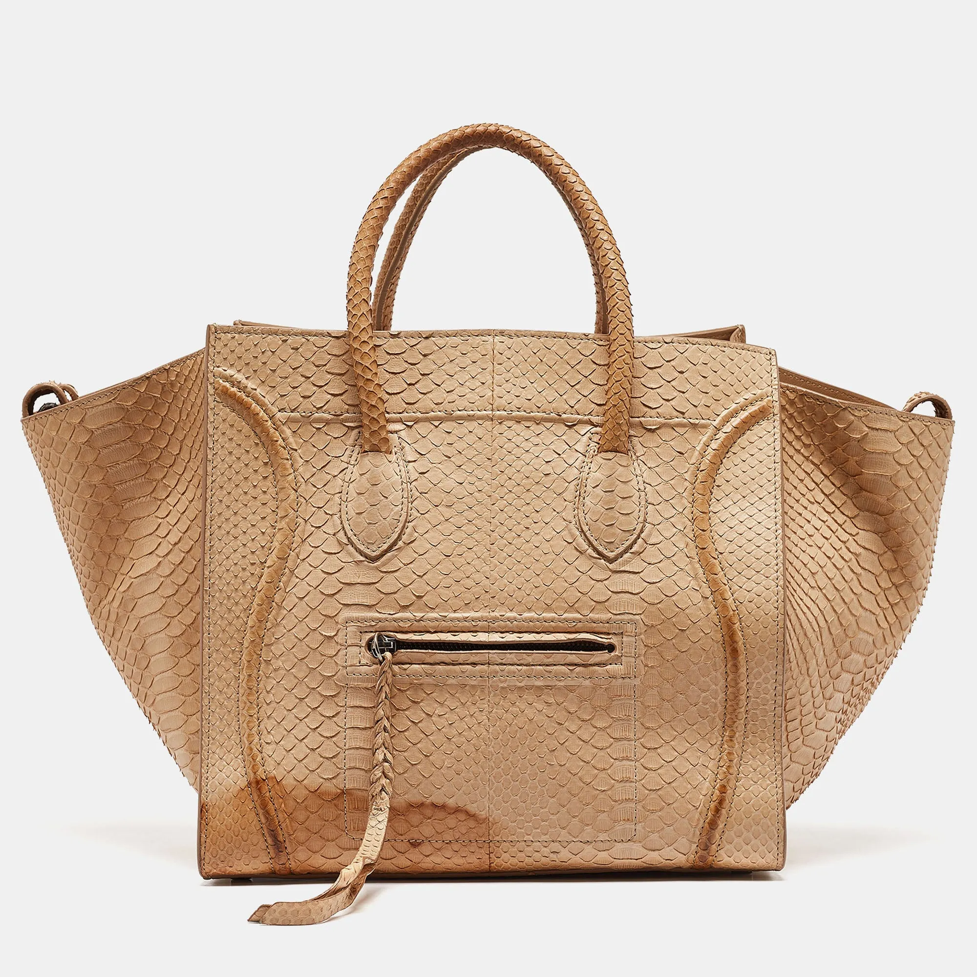 Tan Python Medium Luggage Phantom Tote