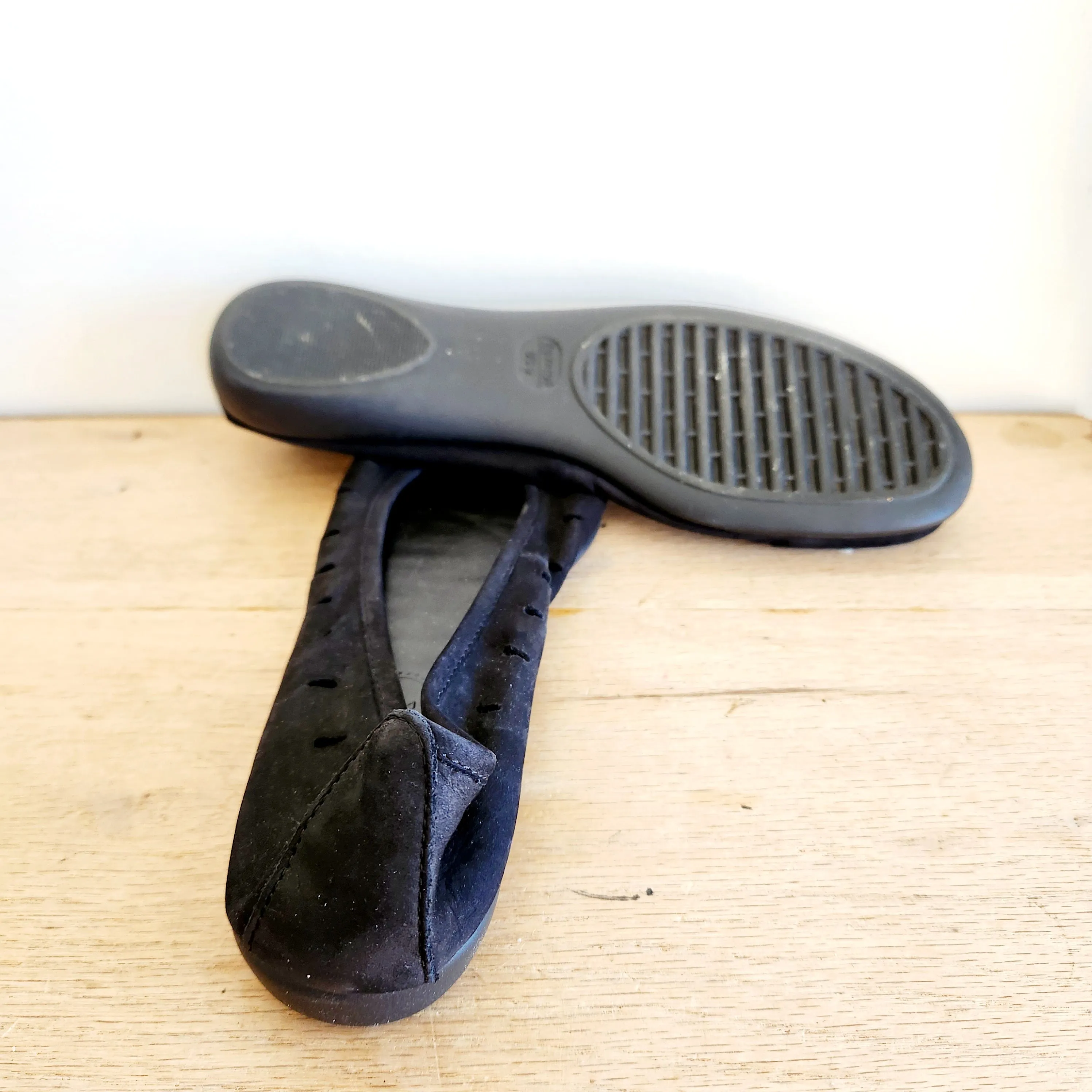 The Flexx Black Suede Perforated Flats - size 9