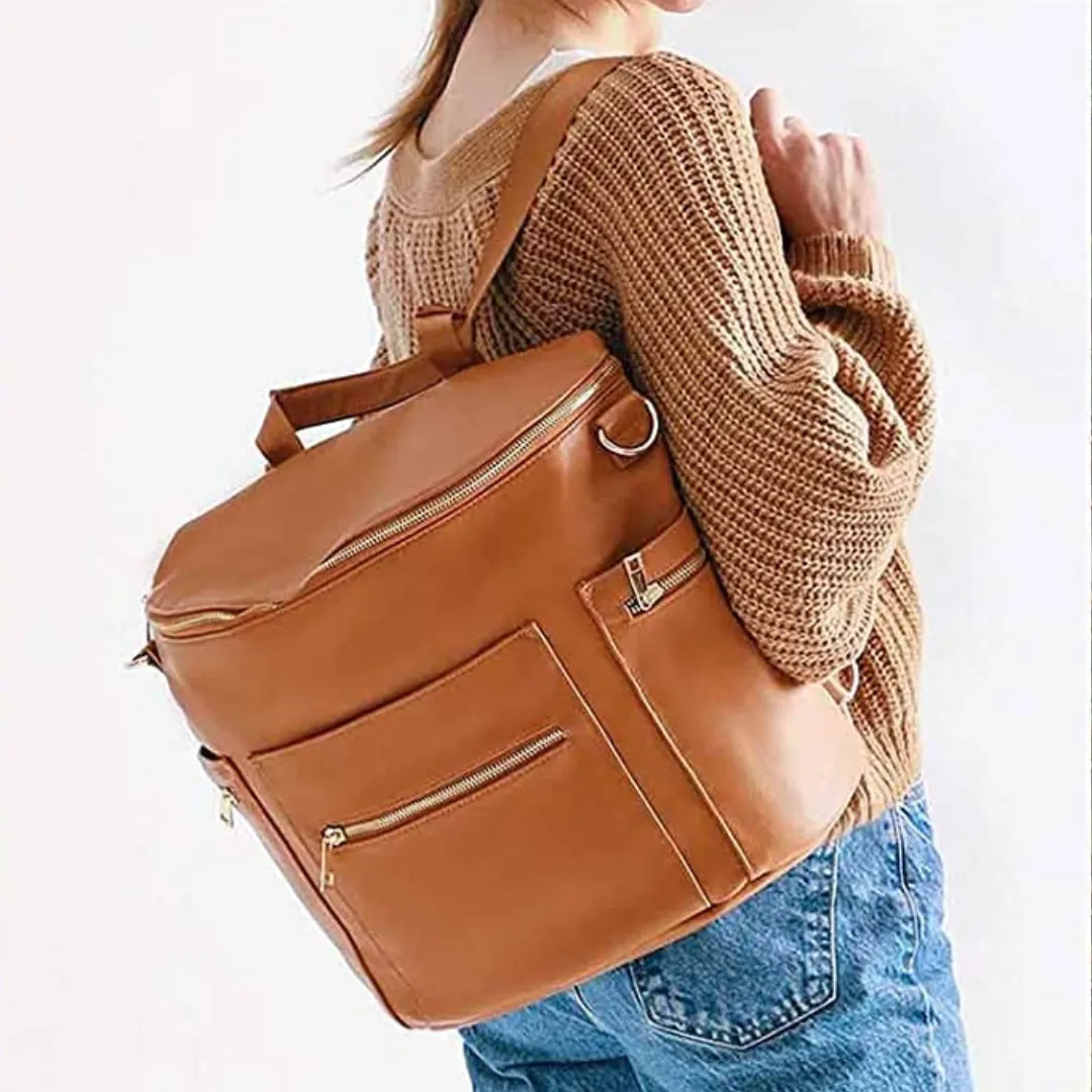 The Orchid Diaper Backpack Bundle - Luxury Vegan Leather Diaper Bag Backpack Set