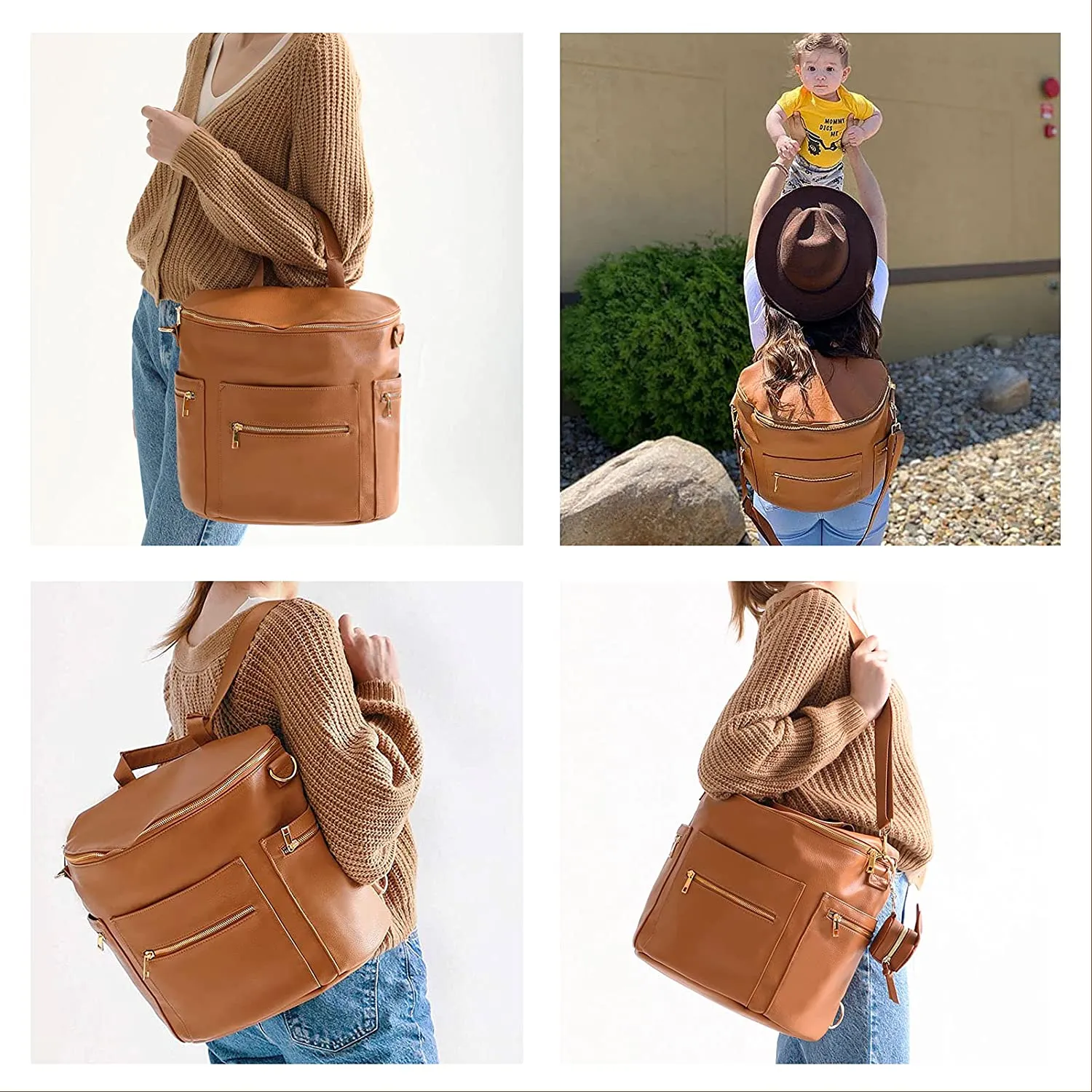 The Orchid Diaper Backpack Bundle - Luxury Vegan Leather Diaper Bag Backpack Set