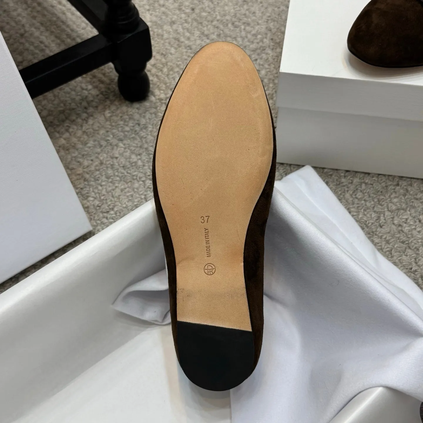 The Row Ballet Flats Bow Dark Brown Suede 290730