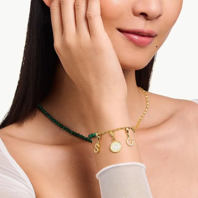 Thomas Sabo Charm Bracelet - Green Beads - Yellow Gold