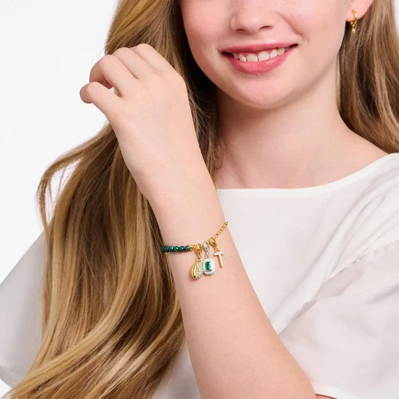 Thomas Sabo Charm Bracelet - Green Beads - Yellow Gold
