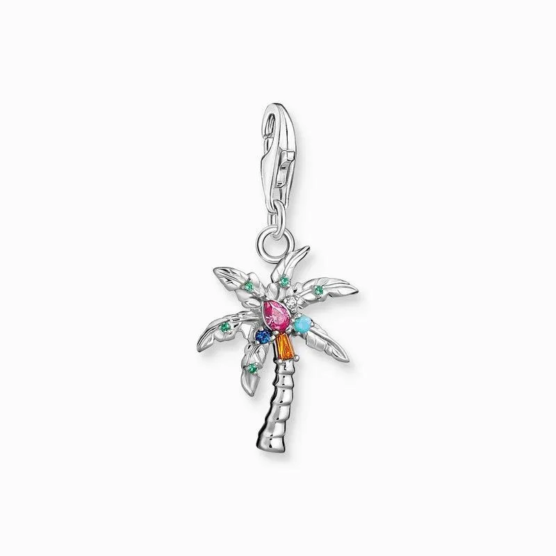Thomas Sabo Charm Pendant - Colourful Palm Tree - Silver