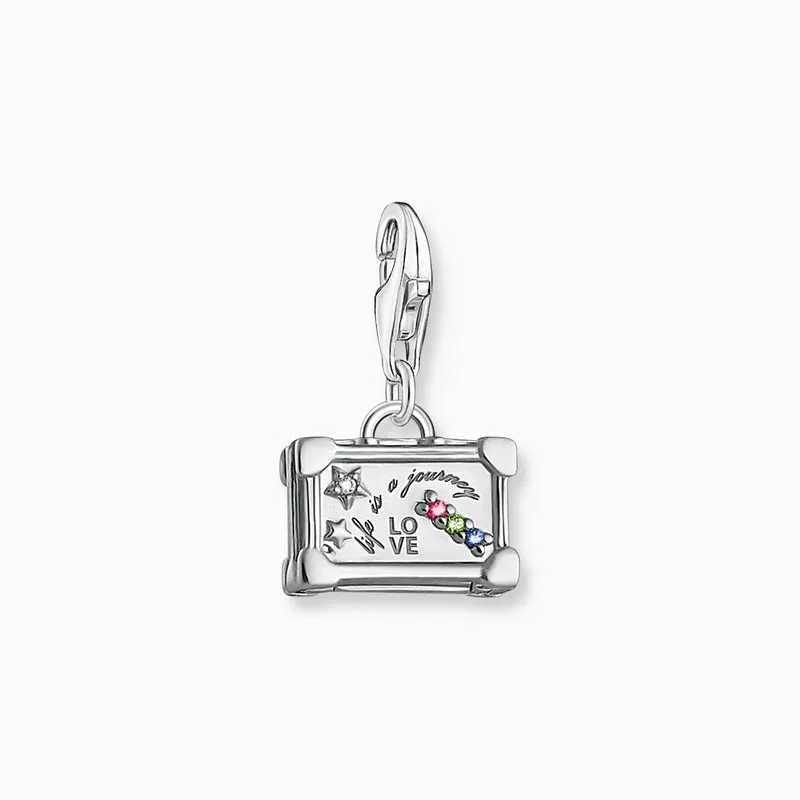 Thomas Sabo Charm Pendant - Colourful Vintage Suitcase - Silver