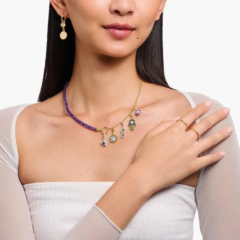 Thomas Sabo Charm Pendant - Hand of Fatima with cold Enamel Yellow-Gold Plated
