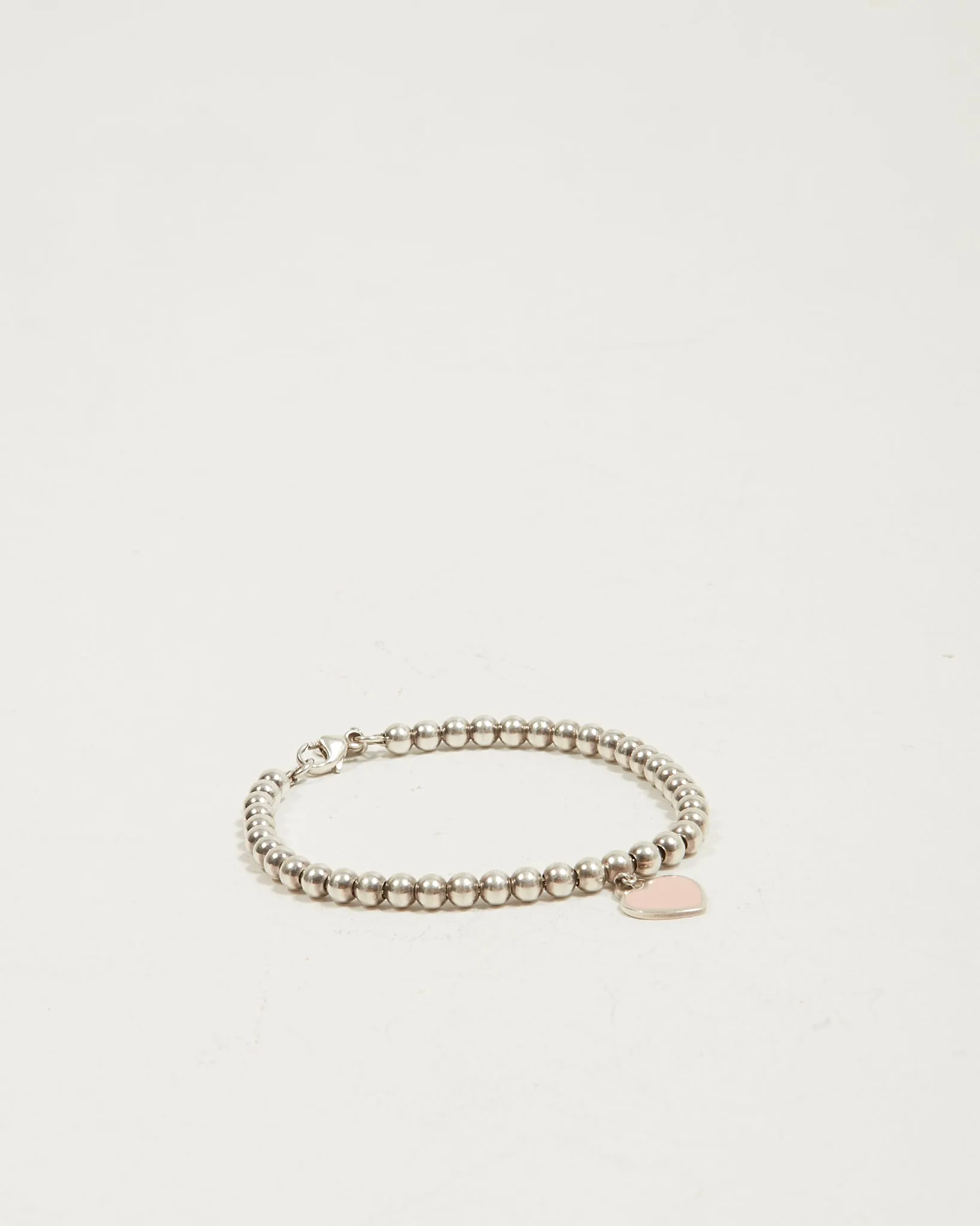 Tiffany & Co Sterling Silver Return To Tiffany Pink Enamel Beaded Bracelet