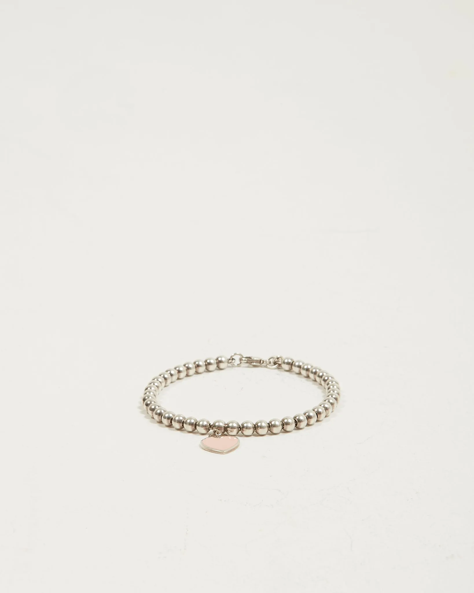 Tiffany & Co Sterling Silver Return To Tiffany Pink Enamel Beaded Bracelet