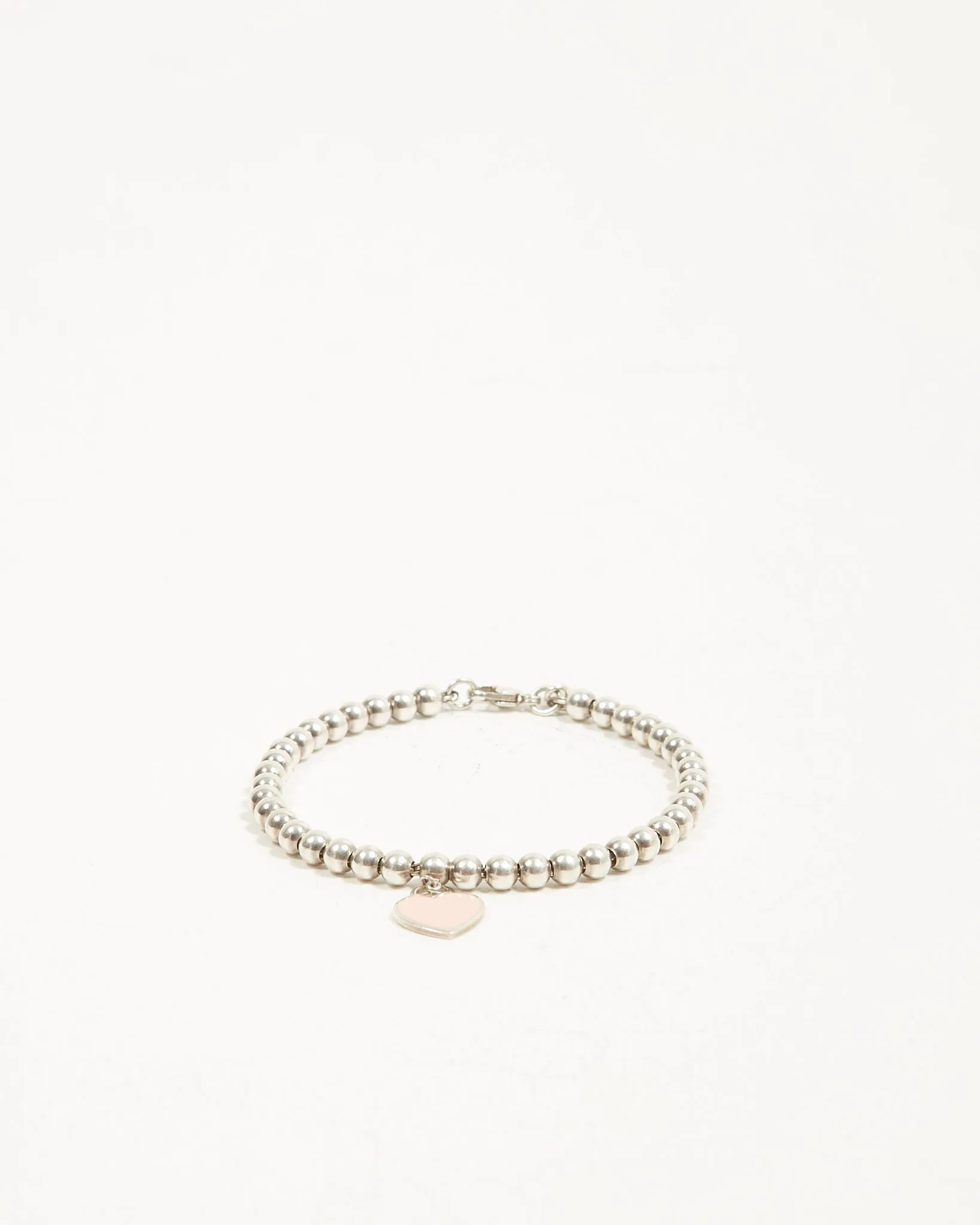 Tiffany & Co Sterling Silver Return To Tiffany Pink Enamel Beaded Bracelet