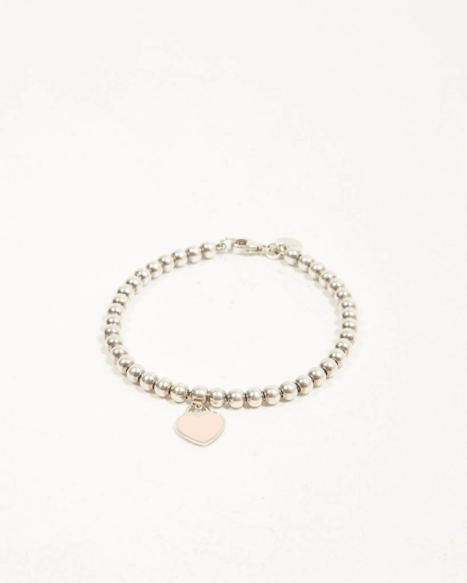 Tiffany & Co Sterling Silver Return To Tiffany Pink Enamel Beaded Bracelet