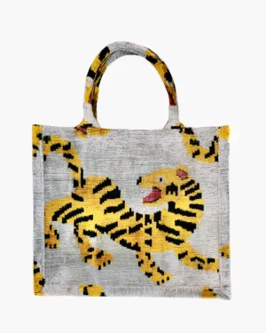 Tiger Silk Velvet Ikat Large Tote Bag