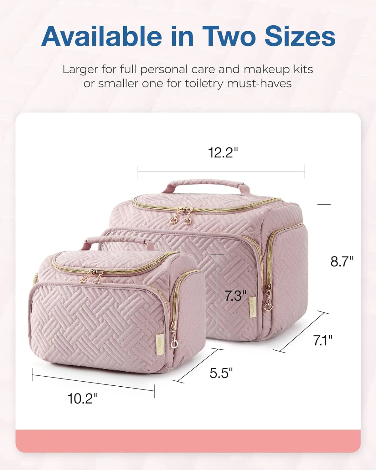 Travel Toiletry Bag for Women, Wide-open Makeup Bag with Handle