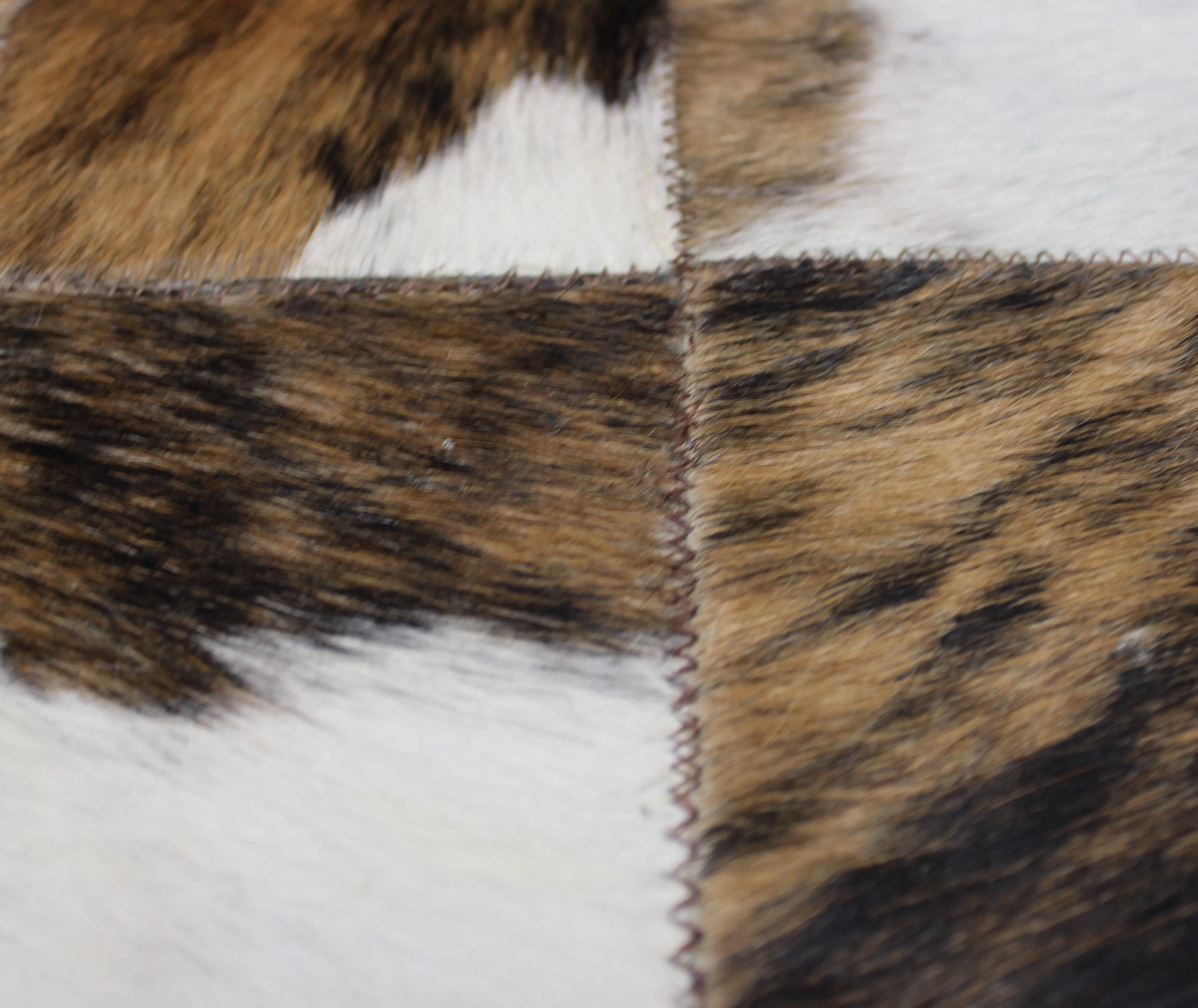 Tricolor Patchwork Cowhide Rug – 4.10 ft x 3.5 ft  Premium Cowhide Rug