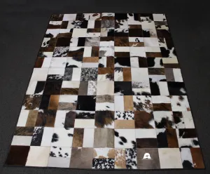 Tricolor Patchwork Cowhide Rug – 7.10ft x 5.10 ft Premium Cowhide Rug