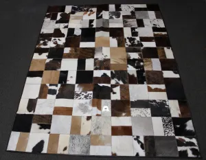 Tricolor Patchwork Cowhide Rug – 7.10ft x 5.10ft   Premium Cowhide Rug