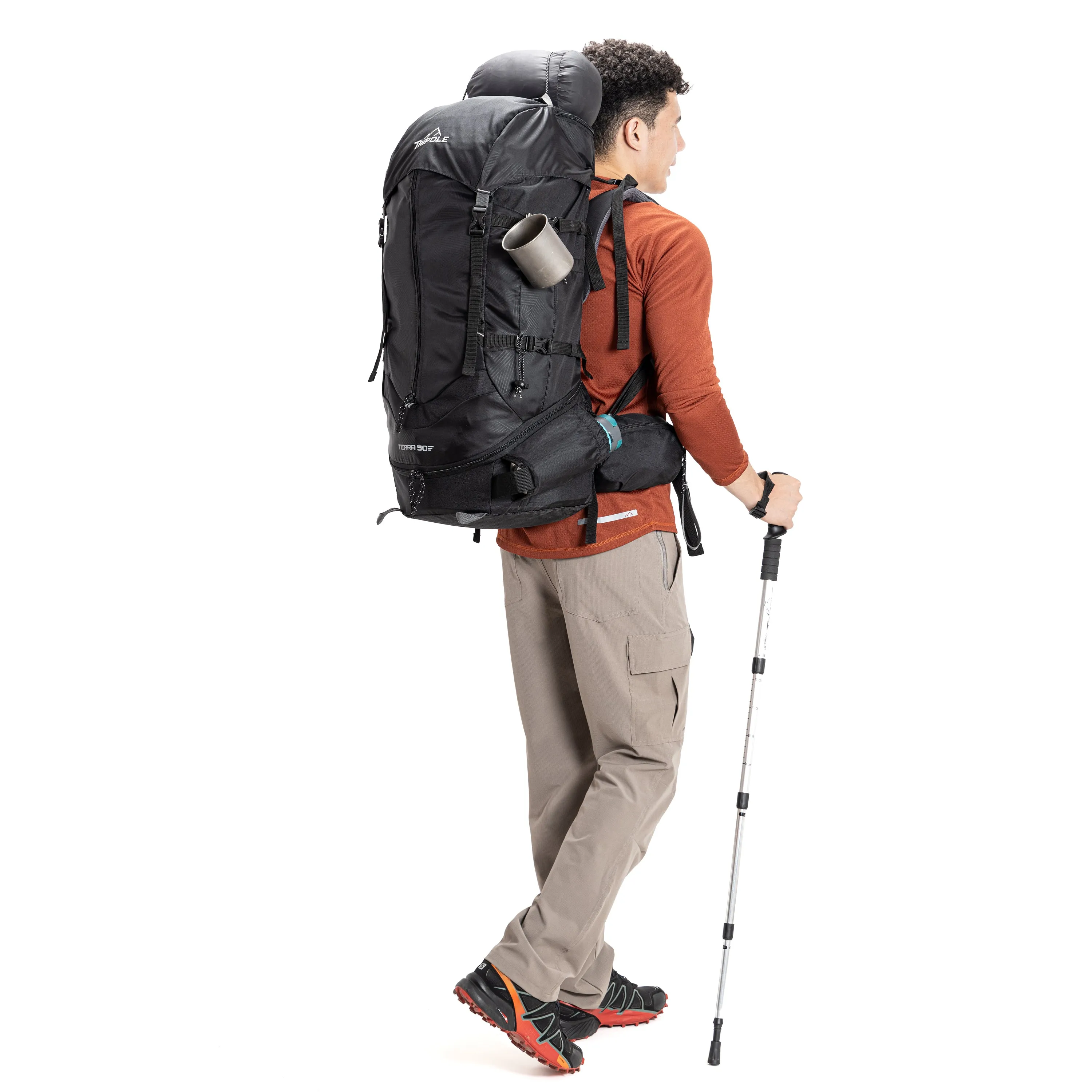 Tripole Terra Backpacking and Trekking Rucksack with Front Opening, Rain Cover and Metal Frame | 3 Year Warranty | 75 Litres