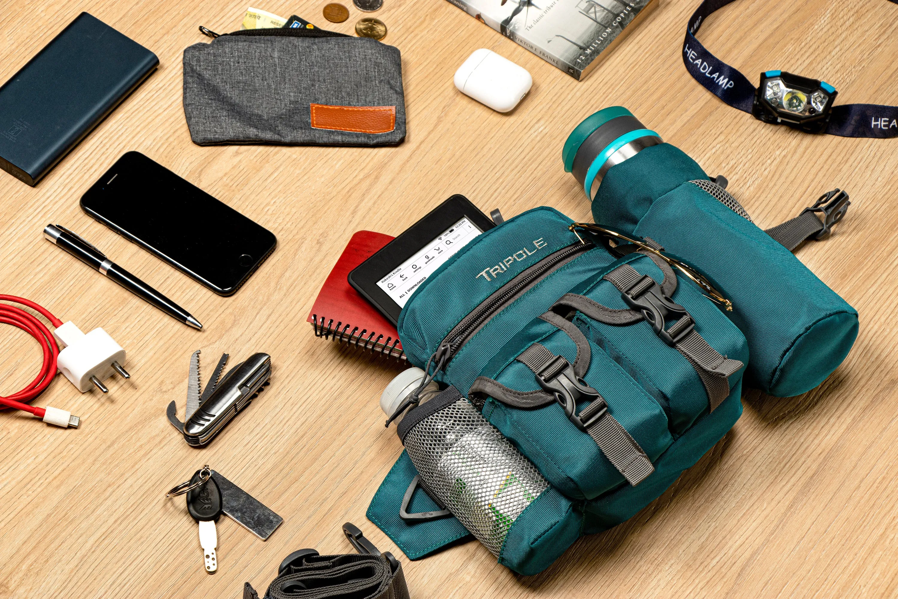 Tripole Waist Pack with Detachable Bottle Holder - Multi-Utility Waist and Sling Bag for Hiking, Cycling, and Backpacking