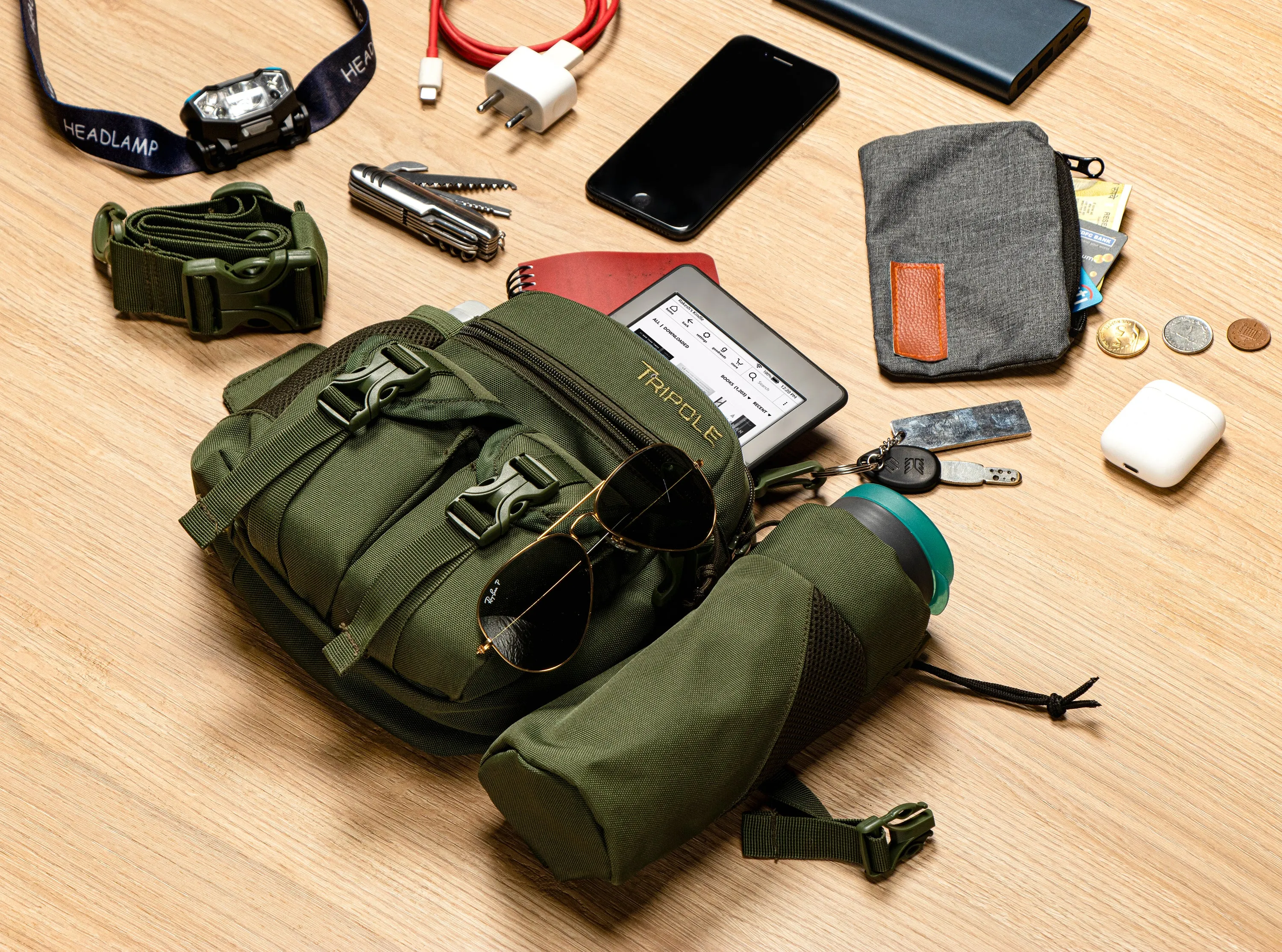 Tripole Waist Pack with Detachable Bottle Holder - Multi-Utility Waist and Sling Bag for Hiking, Cycling, and Backpacking