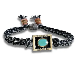 Turquoise and Black Enamel Square