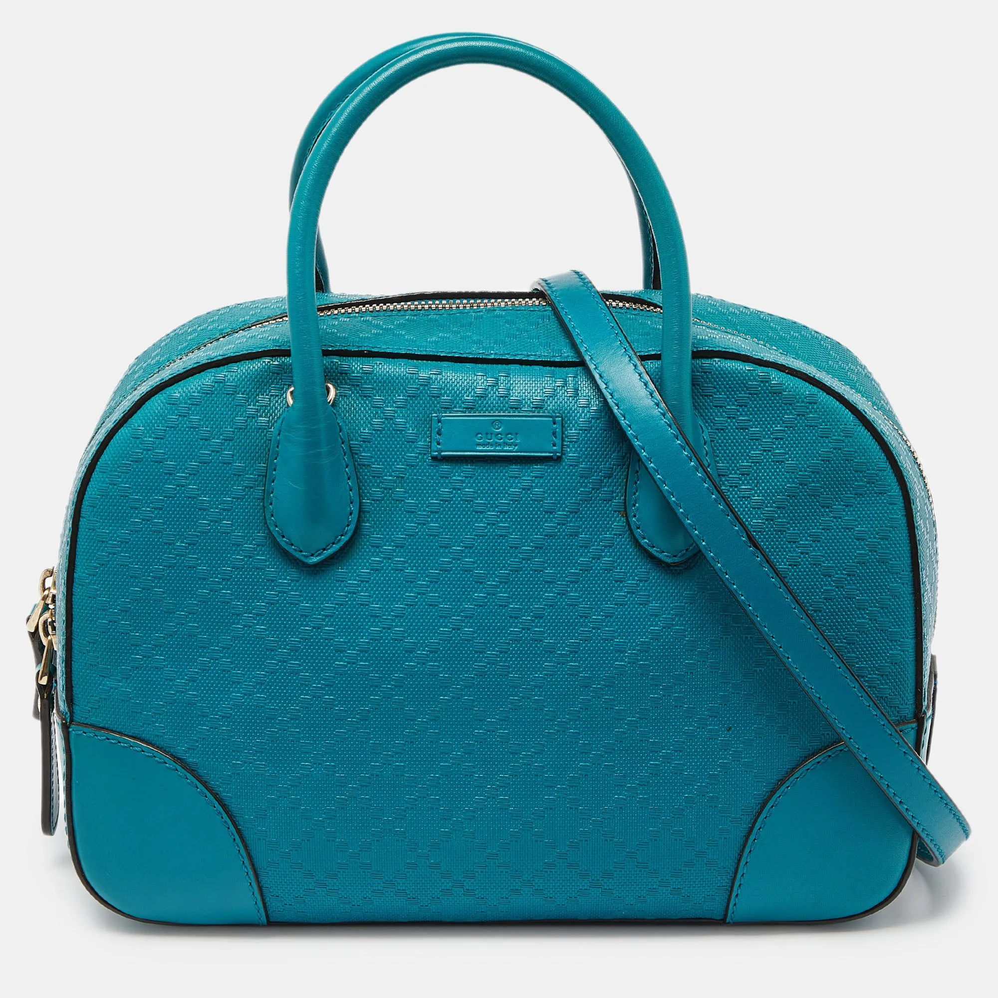 Turquoise Diamante Leather Small Satchel