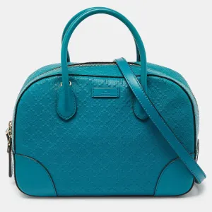 Turquoise Diamante Leather Small Satchel