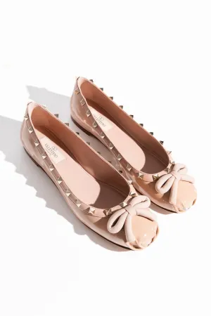 VALENTINO Rose Patent Rockstud Ballerina Flats (Sz. 38.5)
