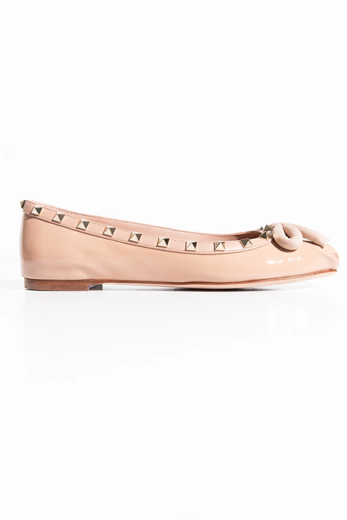 VALENTINO Rose Patent Rockstud Ballerina Flats (Sz. 38.5)