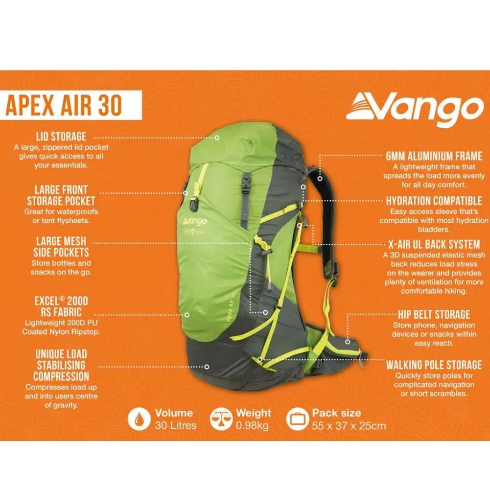 Vango Apex Air 30 Rucksack (Peridot Green)