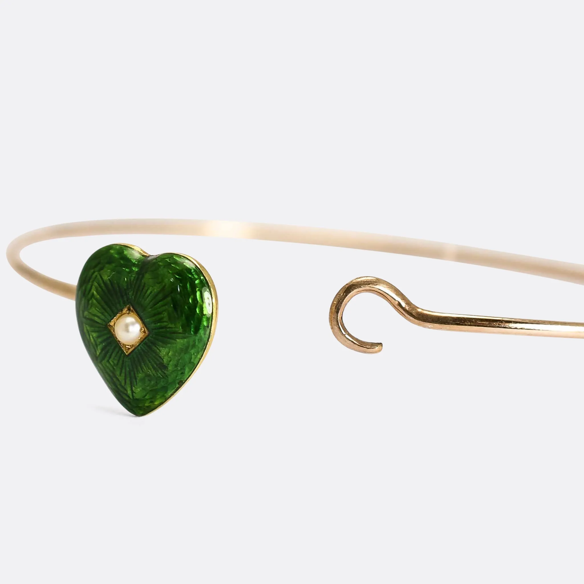 Victorian Pearl & Enamel Heart Bangle
