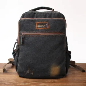 Vintage Denim Blue Mens Backpacks Bag School Backpacks Blue Denim Laptop Backpack For Men