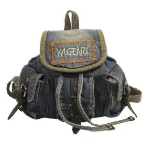 Vintage Denim Blue Womens Backpack Bag School Backpacks Blue Denim Laptop Backpack For Womens