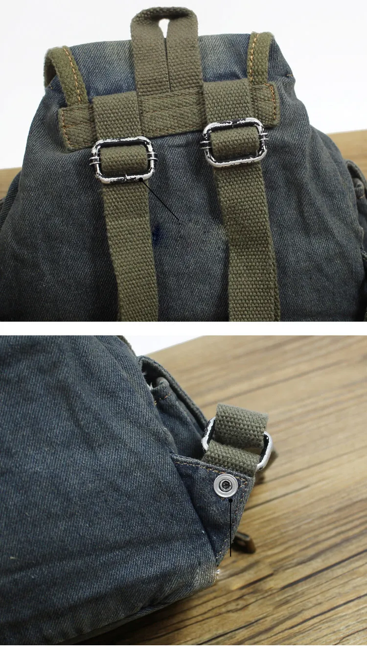 Vintage Denim Blue Womens Backpack Bag School Backpacks Blue Denim Laptop Backpack For Womens