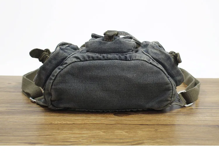 Vintage Denim Blue Womens Backpack Bag School Backpacks Blue Denim Laptop Backpack For Womens