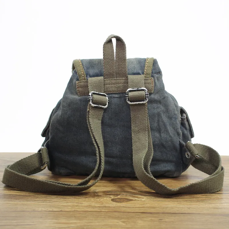 Vintage Denim Blue Womens Backpack Bag School Backpacks Blue Denim Laptop Backpack For Womens