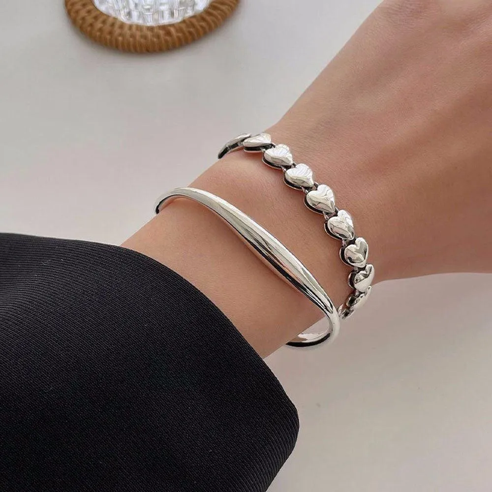 Water Resistant Tarnish Free Sterling Silver Bangle Bracelets - set of 2