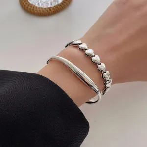Water Resistant Tarnish Free Sterling Silver Bangle Bracelets - set of 2