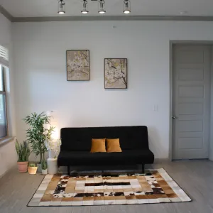White & Brindle  Patchwork Cowhide Rug – 88 x 65 IN