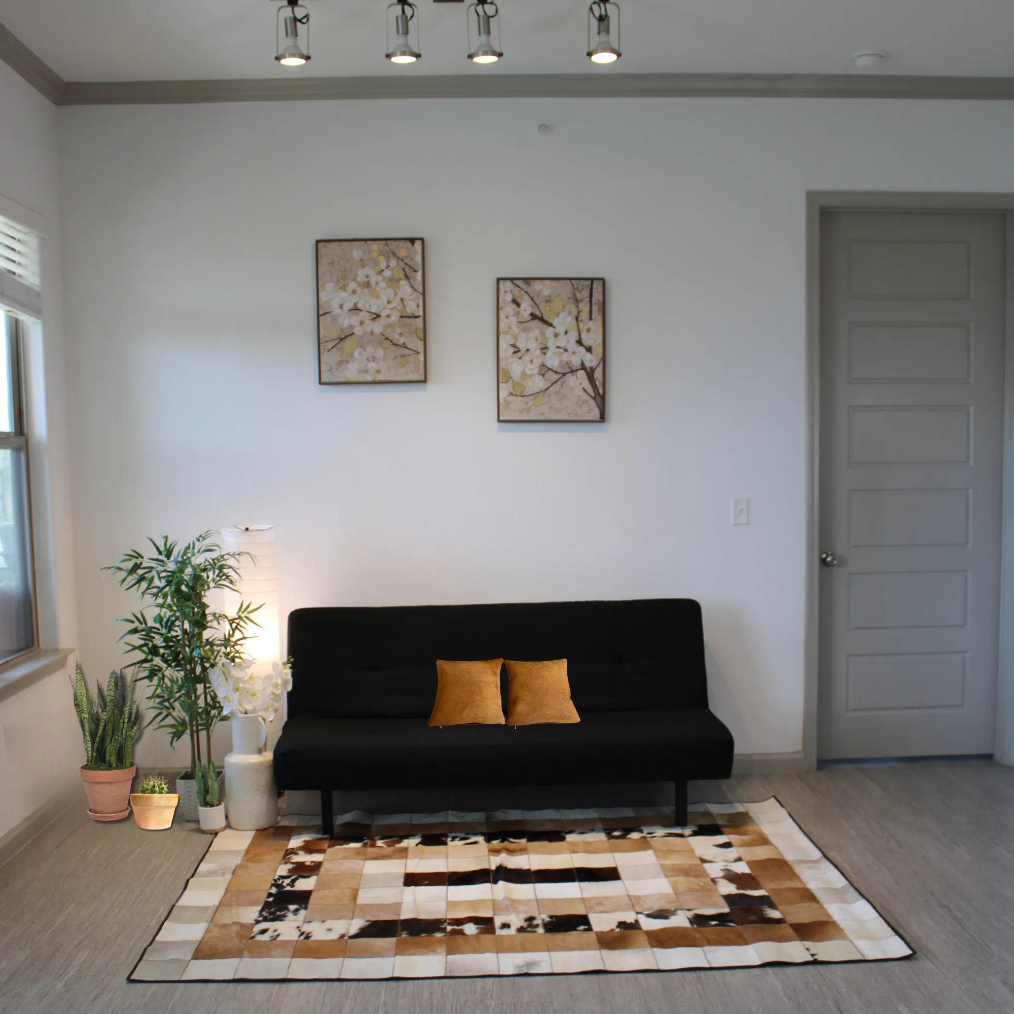 White & Brindle  Patchwork Cowhide Rug – 88 x 65 IN