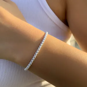 White Enamel & Silver-Plated Chain Bracelet