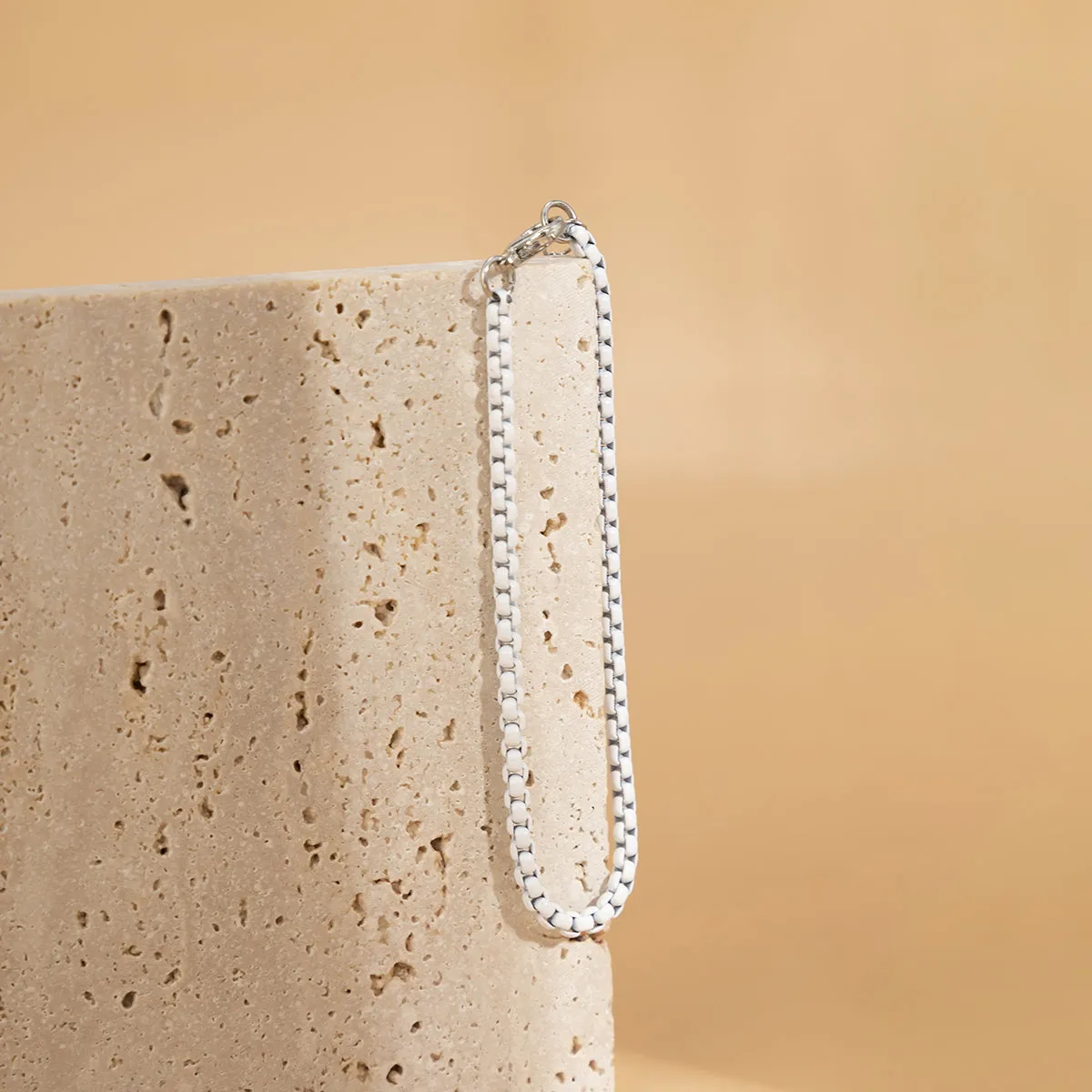 White Enamel & Silver-Plated Chain Bracelet