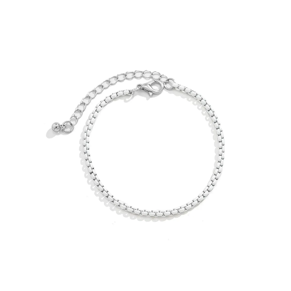 White Enamel & Silver-Plated Chain Bracelet