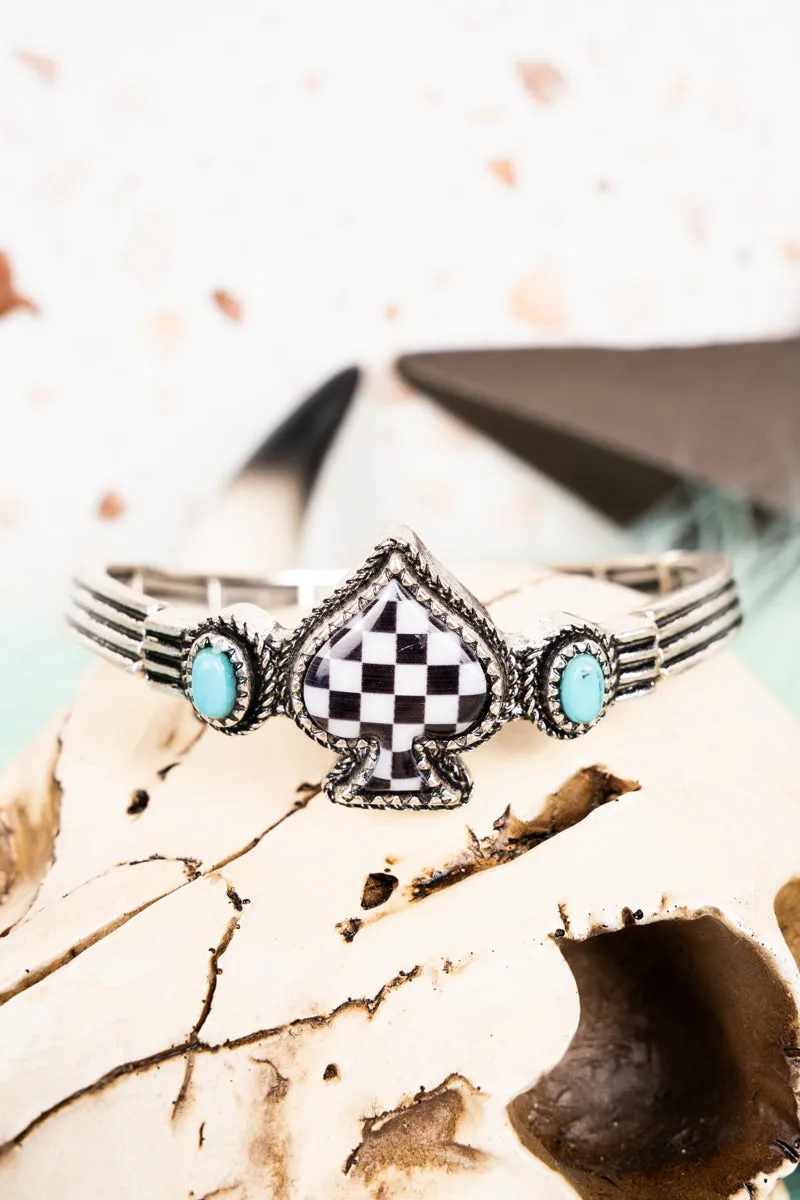 White Spade Turquoise Stretch Bracelet
