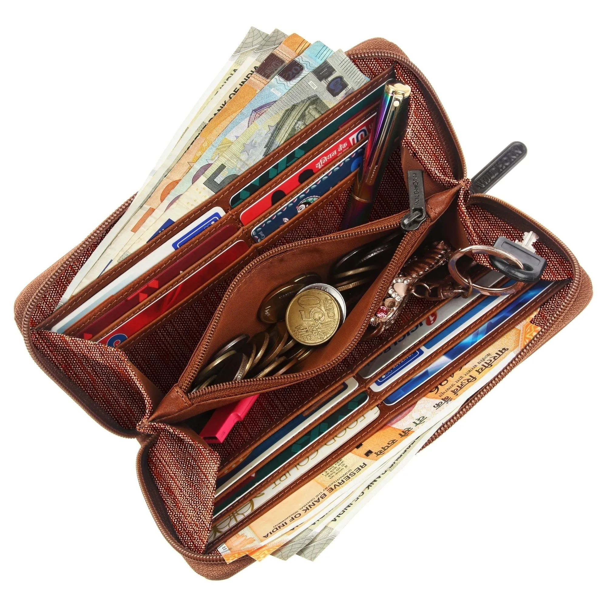 WildHorn Women's Canvas Wallet Clutch - Stylish, Spacious I Zip Around Wallet for Travel, Holds Cards, Phone, Cash