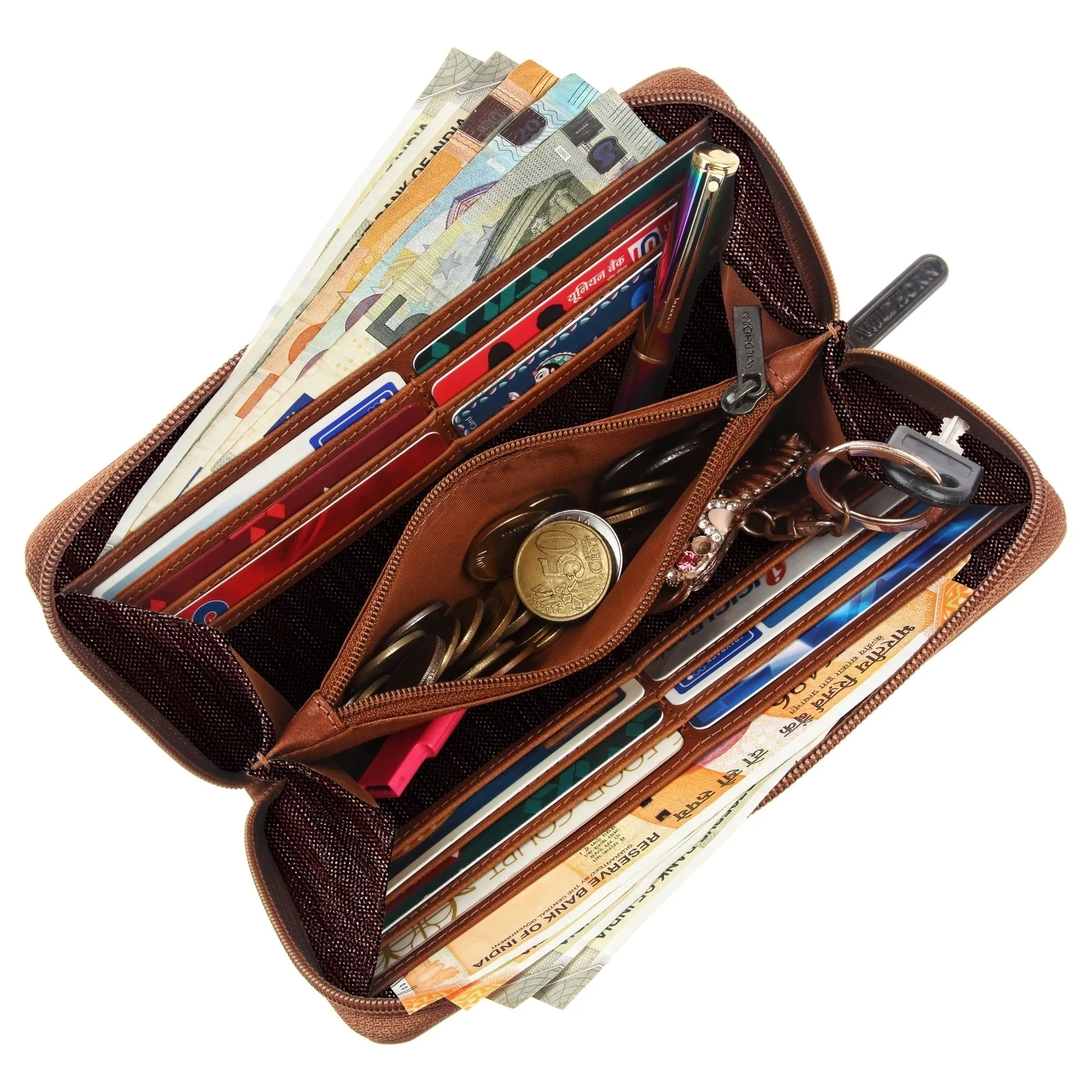 WildHorn Women's Canvas Wallet Clutch - Stylish, Spacious I Zip Around Wallet for Travel, Holds Cards, Phone, Cash