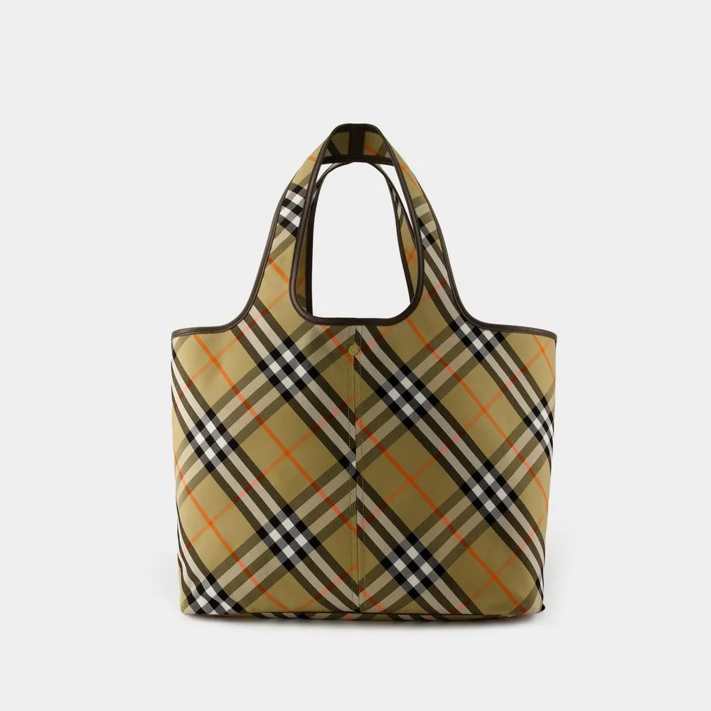 Women's Medium Check Tote Bag in Beige | 8093976